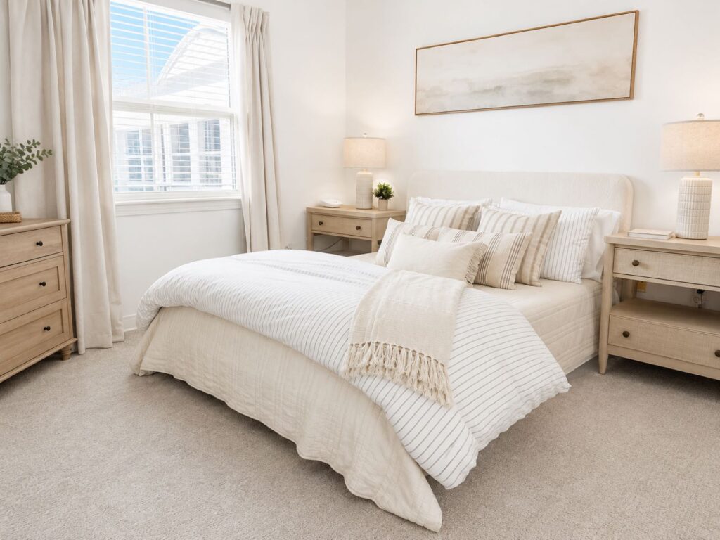 Model apartment bedroom at Wingate Residences at Pleasant Bay
